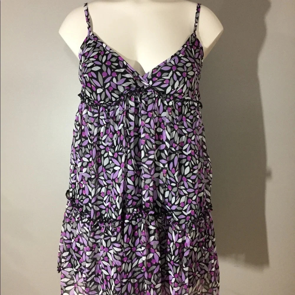 NWOT Tramp Y2K Floral Petals Babydoll Tiered Mini Sun Dress Spaghetti Strap S